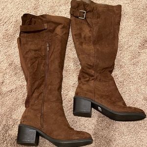 Brown, over-the-knee boots